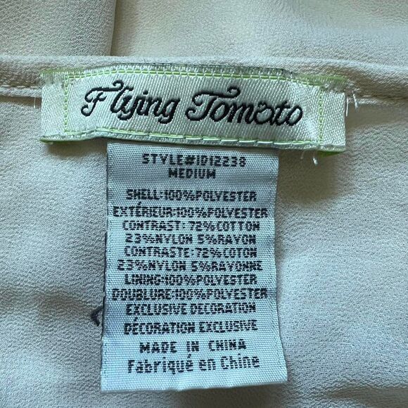 Flying Tomato Women's Boho Hippie Cottagecore Swing Cream Dress medium - Picture 8 of 8